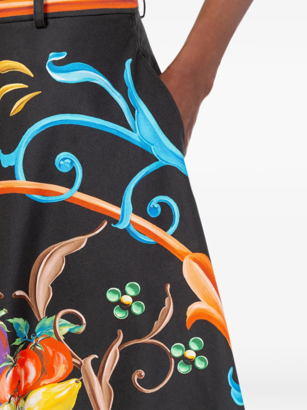 Moschino Midi-rok met barokprint Zwart