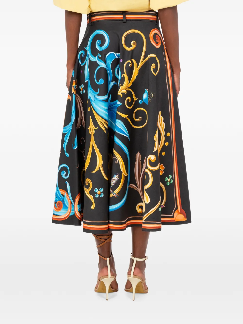 Moschino Midi-rok met barokprint Zwart
