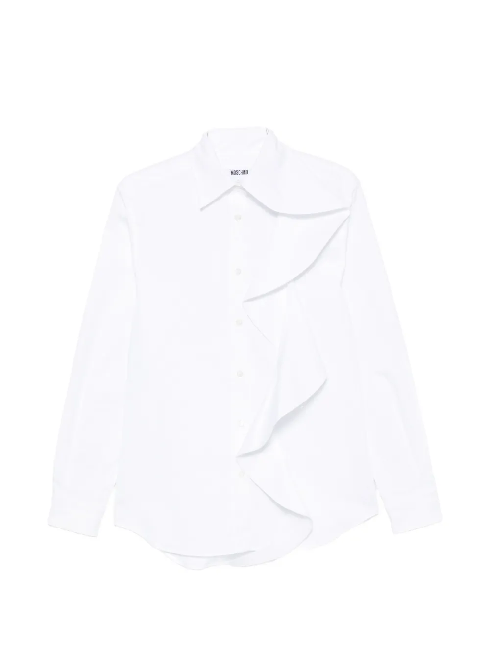 Moschino ruffled-detail long-sleeve shirt - Weiß
