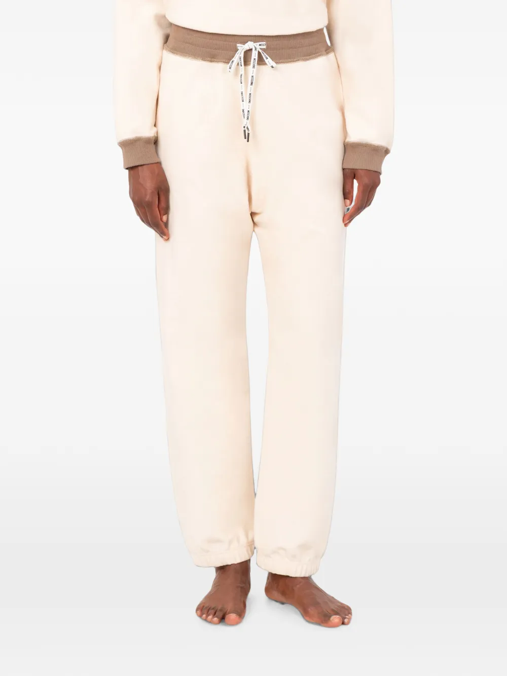 Moschino Trainingsbroek met trekkoordtaille en logopatch Beige