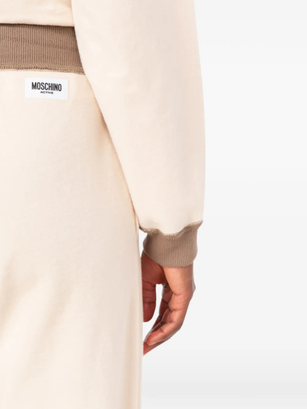 Moschino Trainingsbroek met trekkoordtaille en logopatch Beige