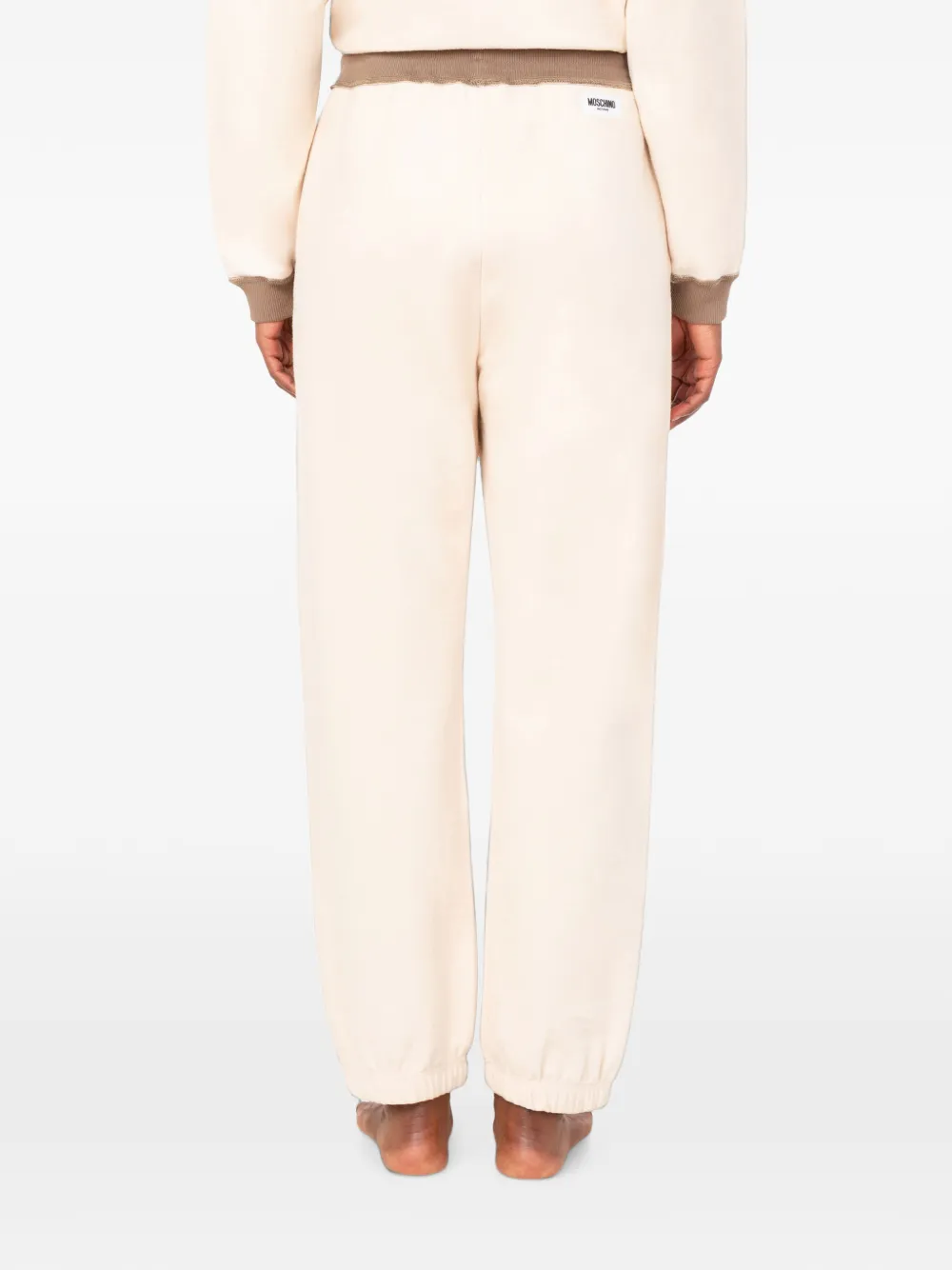 Moschino Trainingsbroek met trekkoordtaille en logopatch Beige