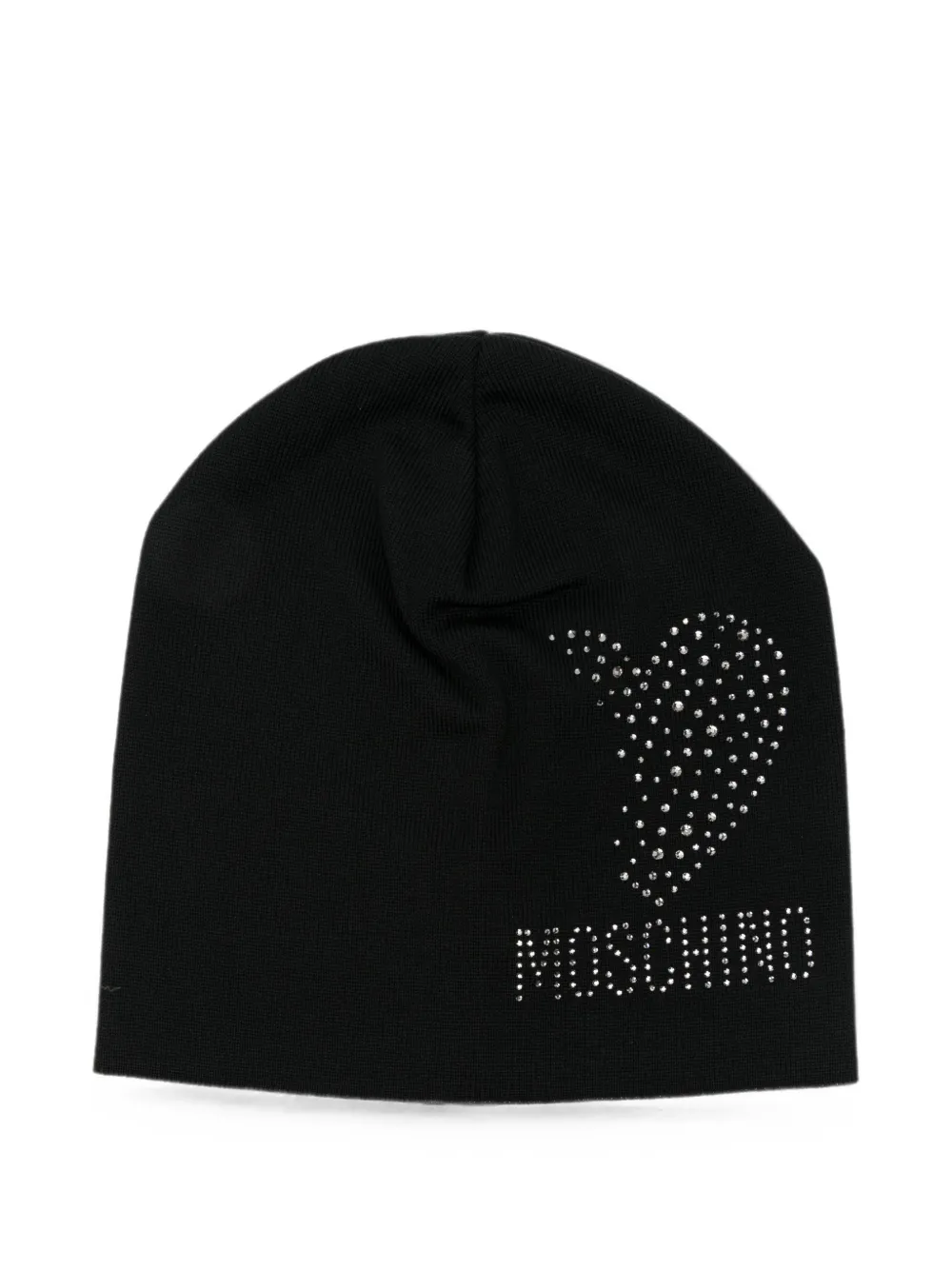 Moschino crystal-embellished heart beanie hat - Nero