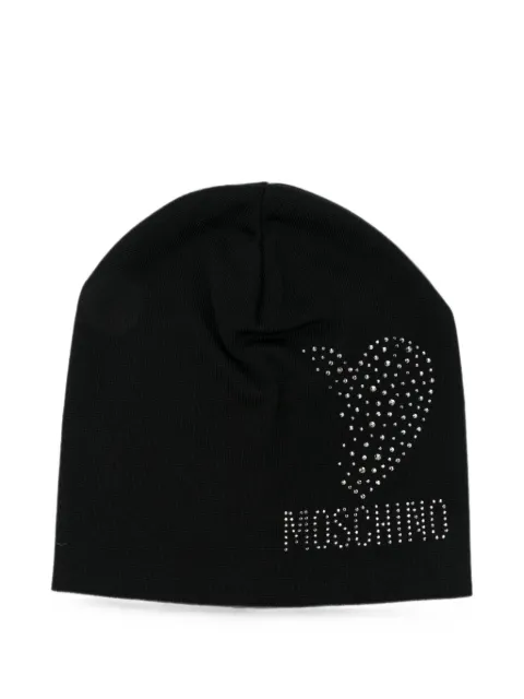 Moschino bonnet à ornements en cristal et détail cœur