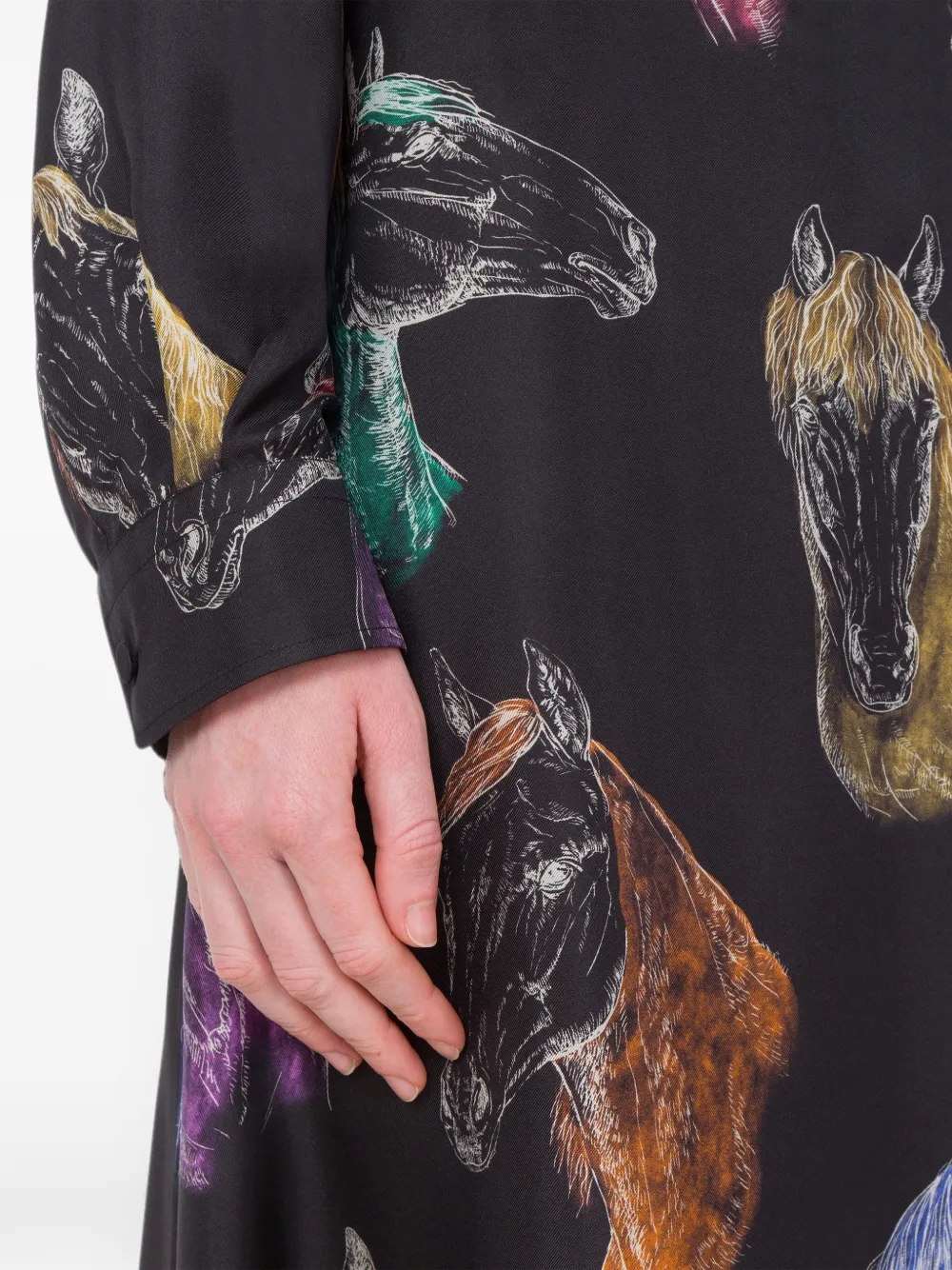 Moschino Midi-rok met paarden-print Zwart