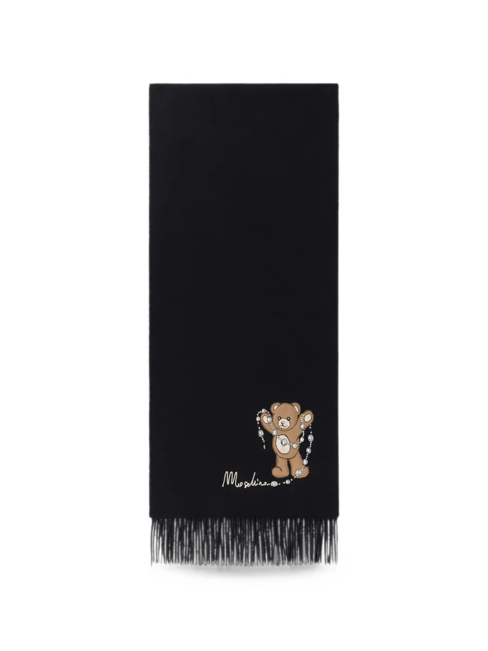 Moschino Teddy Bear fringed scarf - Schwarz