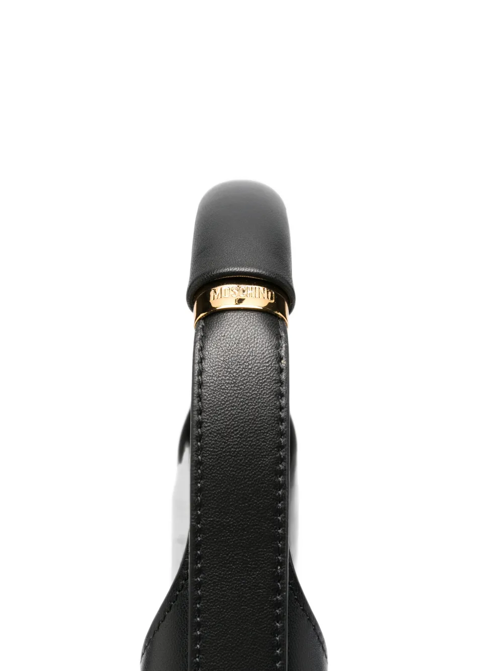 Moschino curved leather shoulder bag Zwart