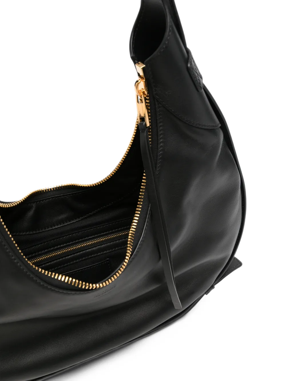 Moschino curved leather shoulder bag Zwart