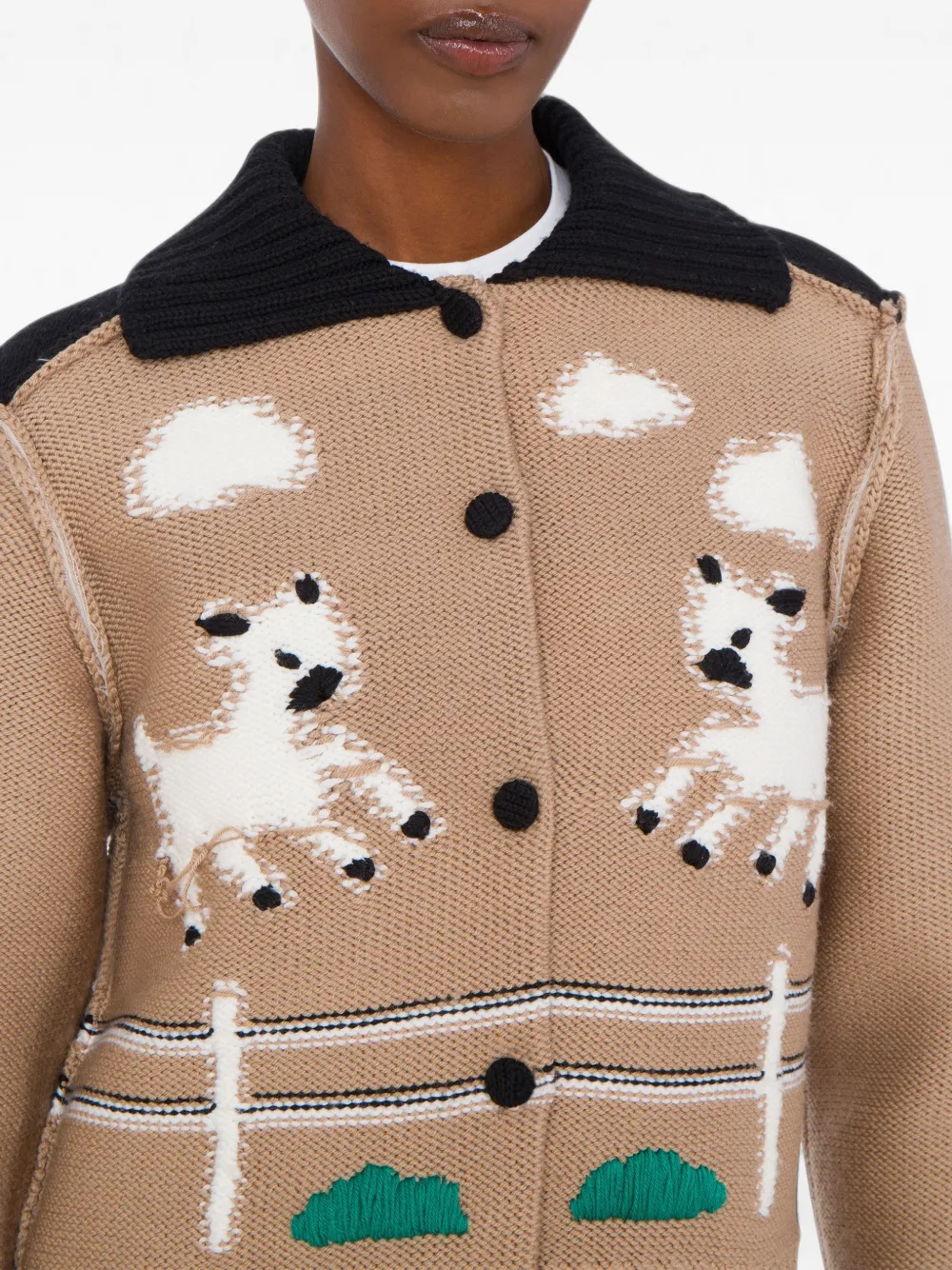 Moschino Extra fijn jack van merinowol met intarsia-details Beige