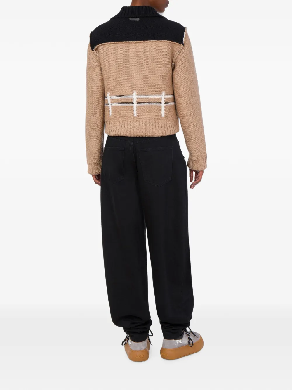 Moschino Extra fijn jack van merinowol met intarsia-details Beige