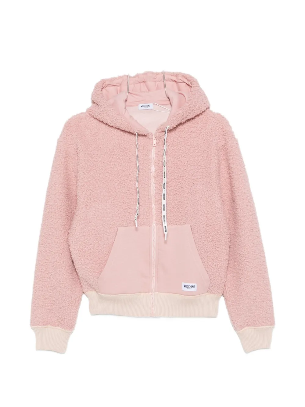 Moschino fleece-texture zip-up hoodie Roze