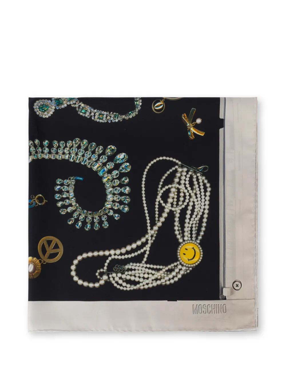 Moschino graphic-print silk scarf - Nero