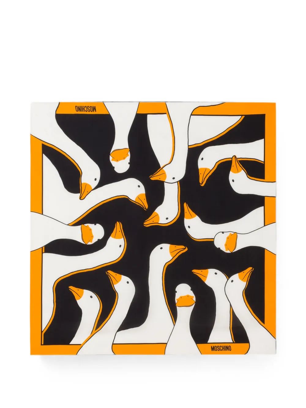 Moschino goose-print silk scarf - Schwarz