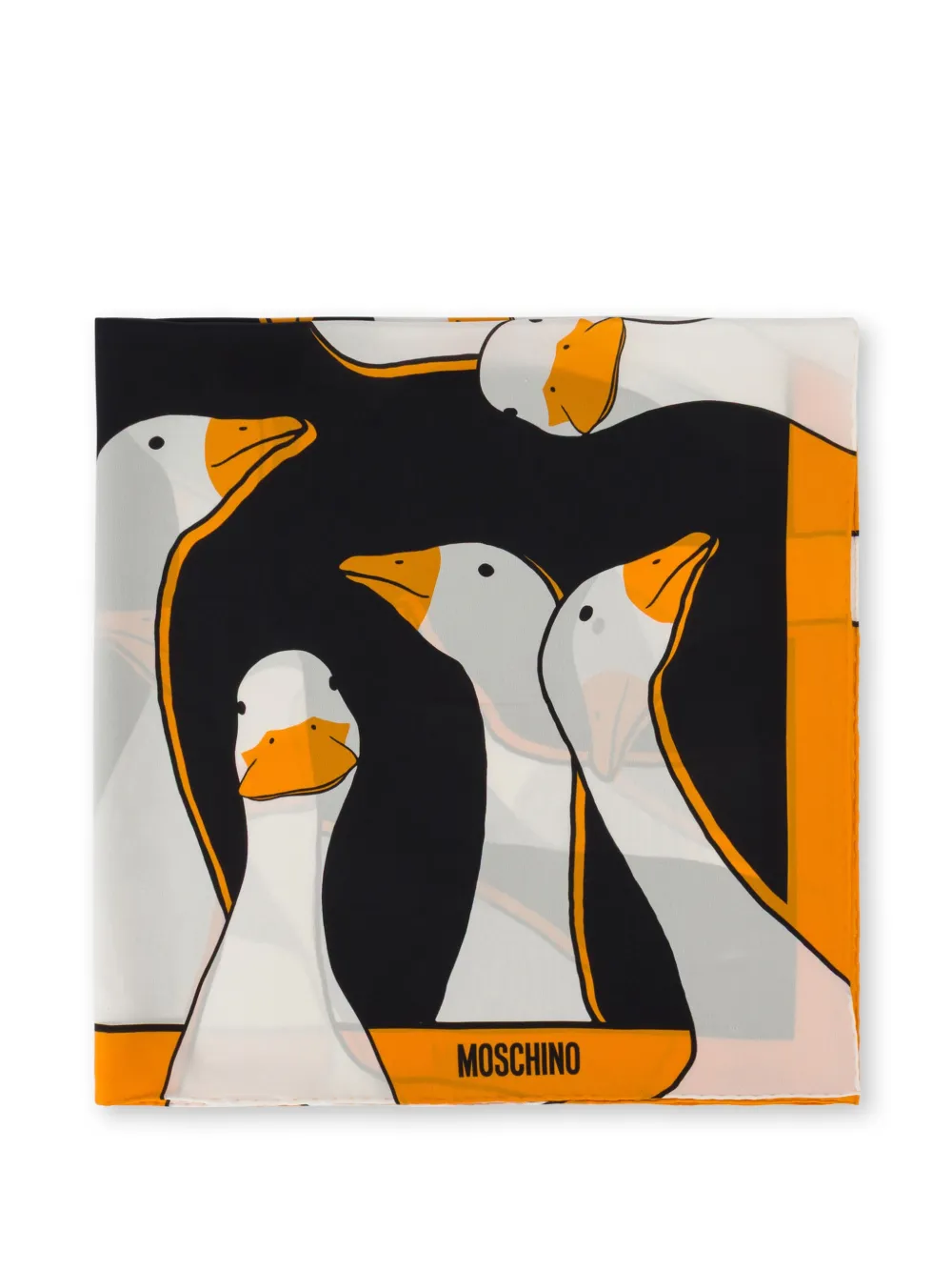 Moschino Zijden sjaal met ganzenprint Zwart