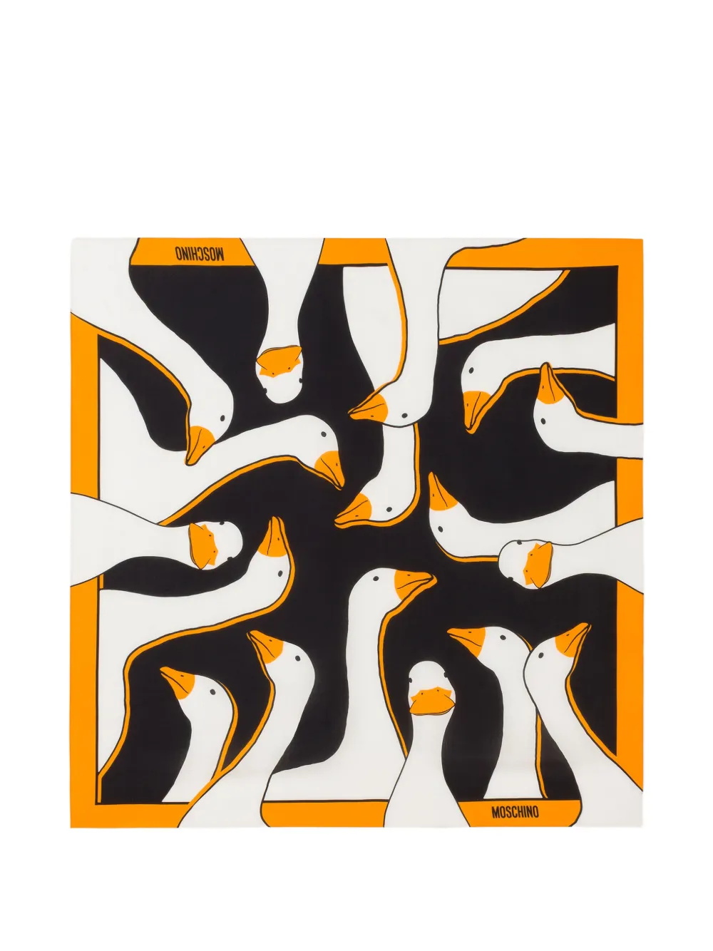 Moschino goose-print silk scarf - Nero