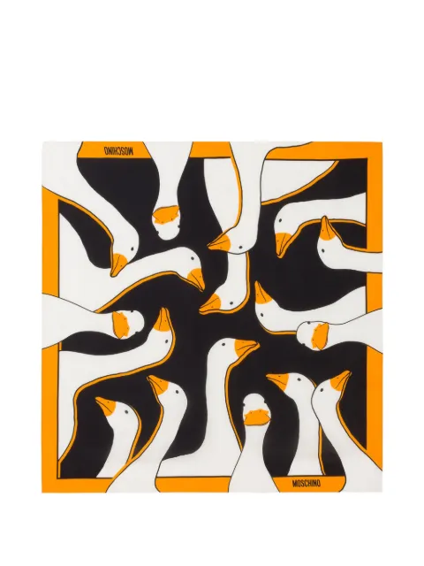 Moschino goose-print silk scarf