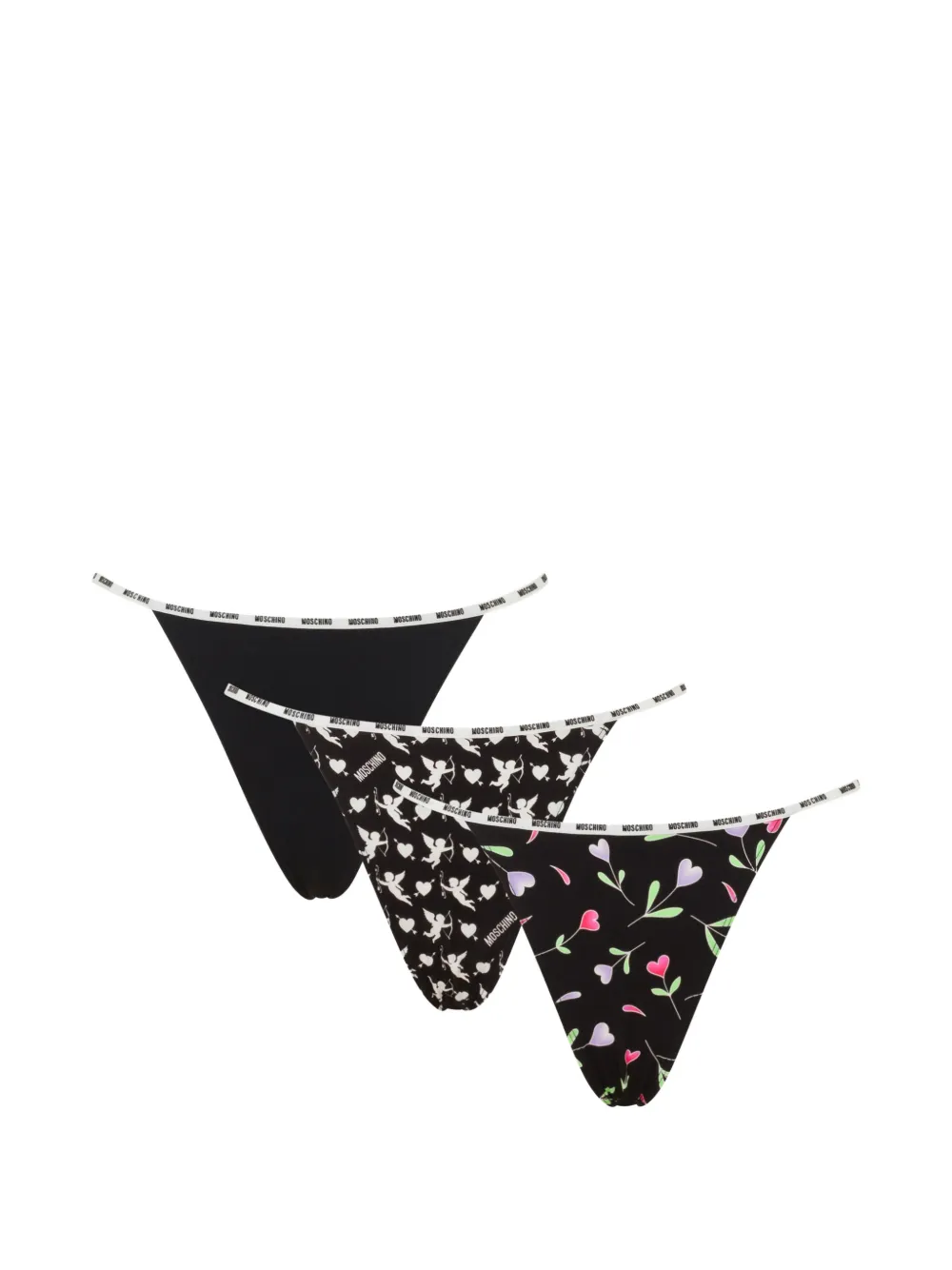 Moschino lot de 3 strings à bande logo - Noir