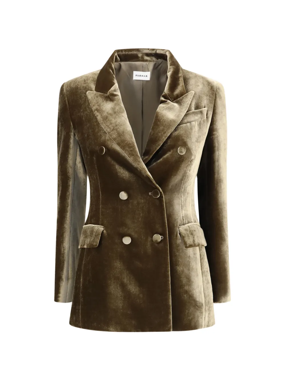 P.A.R.O.S.H. double-breasted velvet blazer - Grün