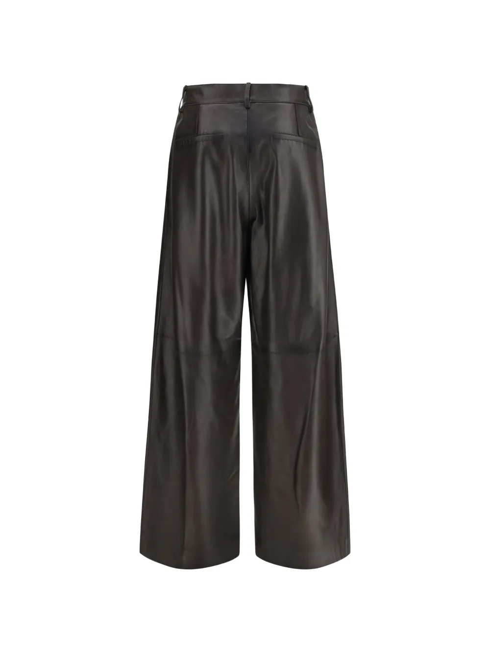P.A.R.O.S.H. Leren broek met wijde pijpen Bruin
