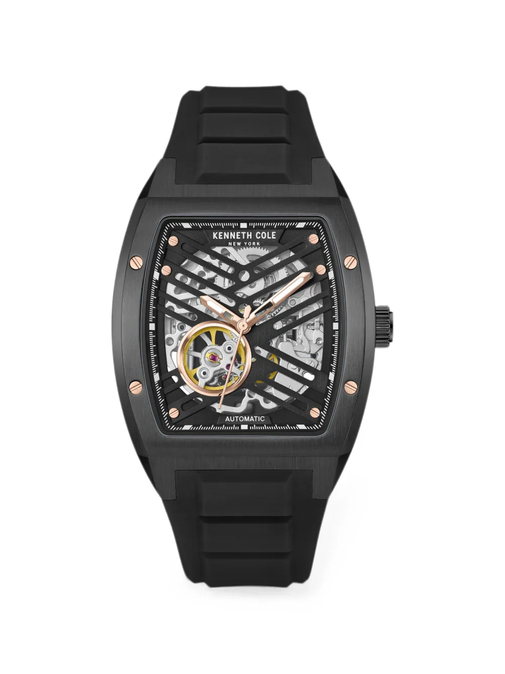 KENNETH COLE skeleton tonneau 40mm watch - Nero