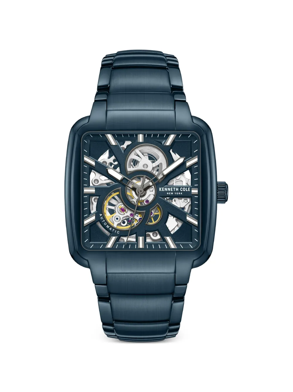 KENNETH COLE skeleton-dial square-face 40mm watch - Blu