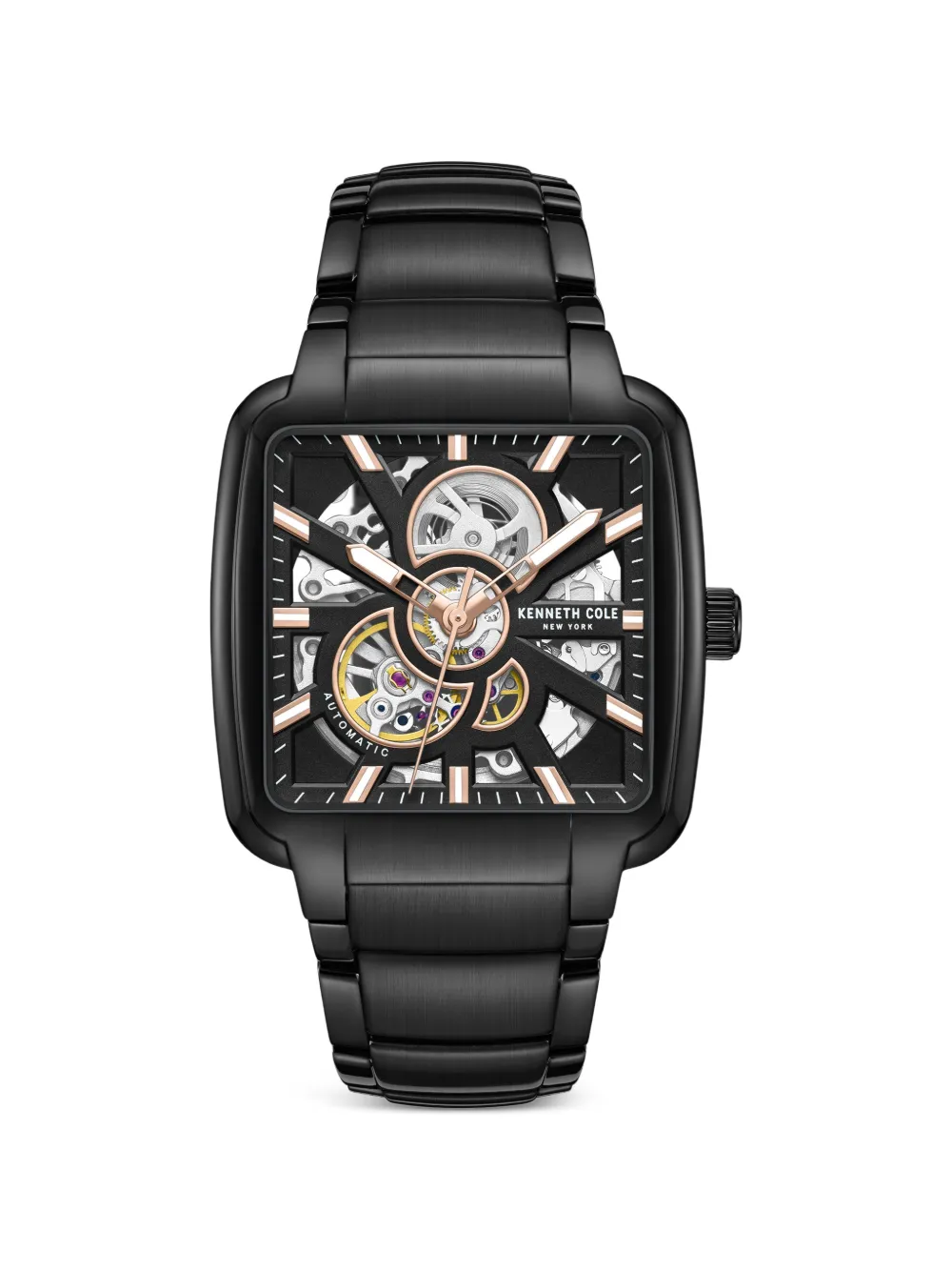 KENNETH COLE skeleton-dial square-face 40mm watch - Nero