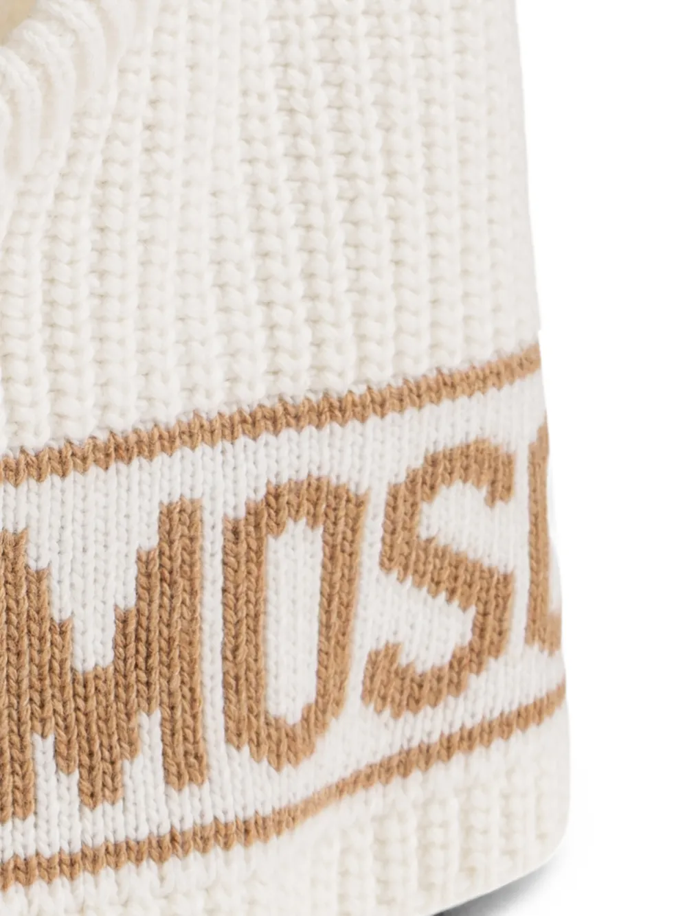Moschino Ribgebreide bivakmuts met intarsia-logo Wit