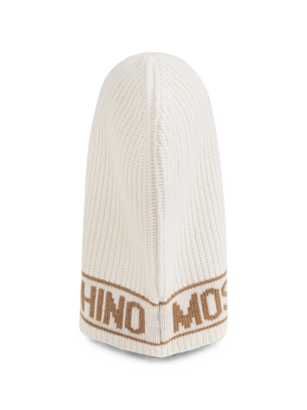 Moschino Ribgebreide bivakmuts met intarsia-logo Wit