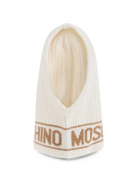 Moschino logo-intarsia ribbed-knit balaclava