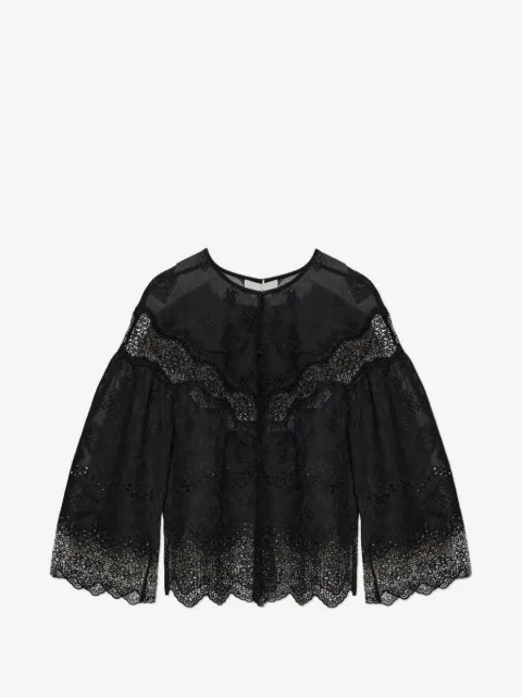 MUNTHE Valiance lace-panelled embroidered blouse