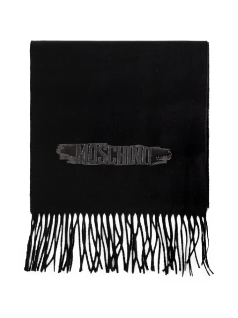 Moschino fringed logo-patch scarf