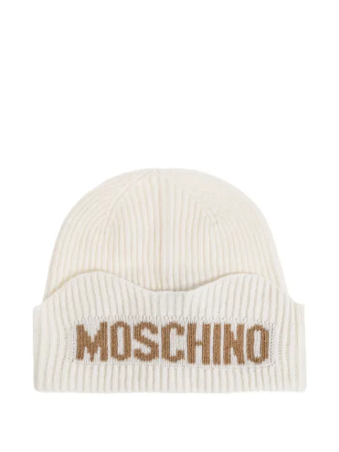 Moschino Gerippte Beanie mit Intarsie