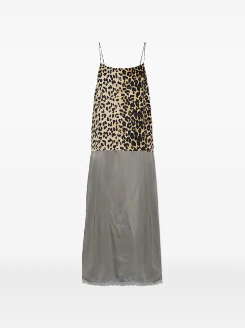 MUNTHE leopard-print lace-trim dress