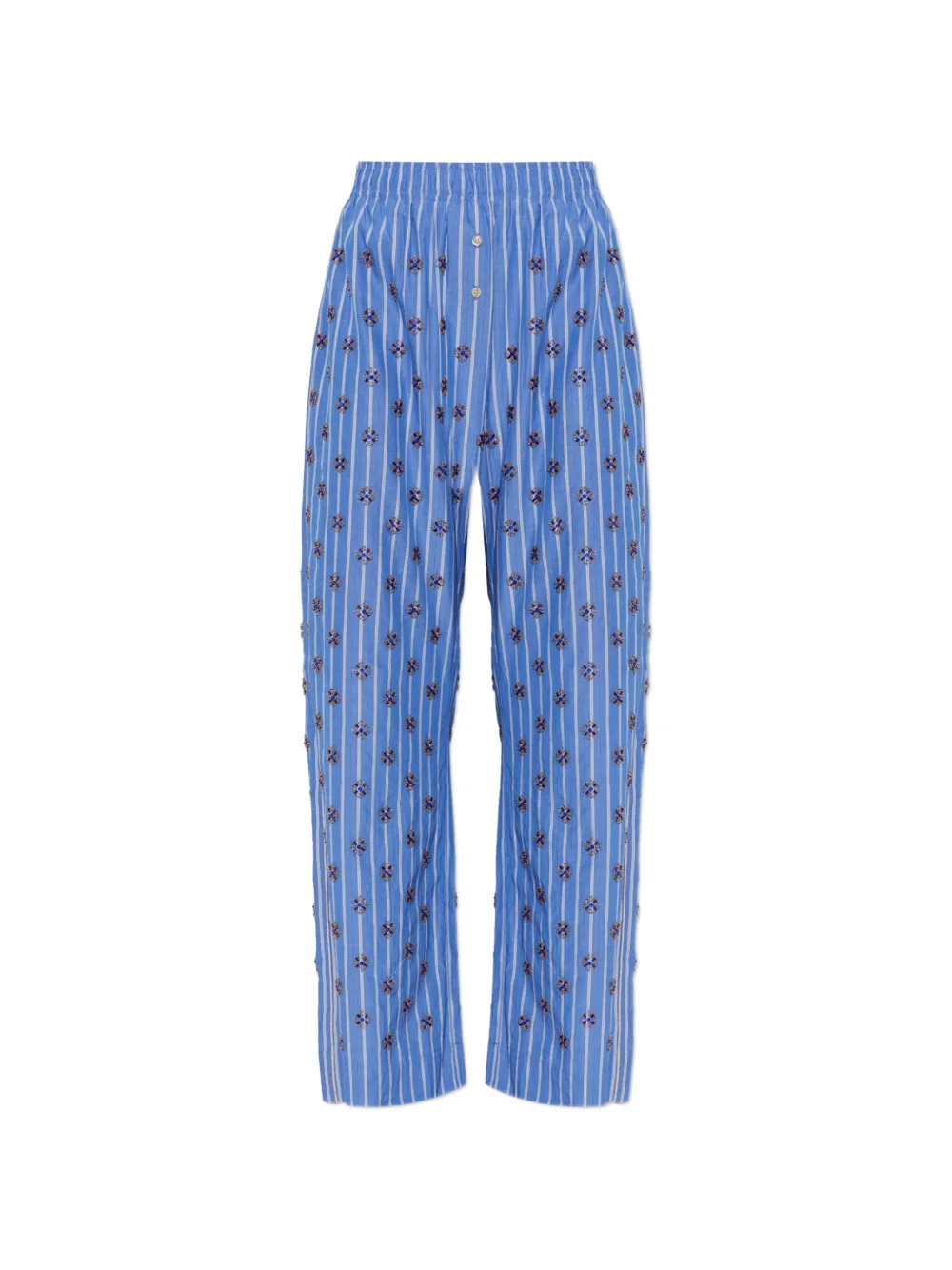 MUNTHE Viologen bead-embellished striped trousers - Blau