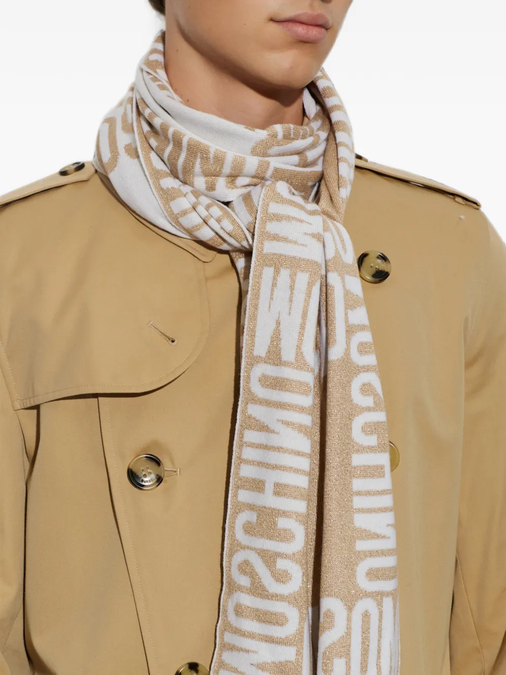 Moschino Sjaal met lurex draad Beige
