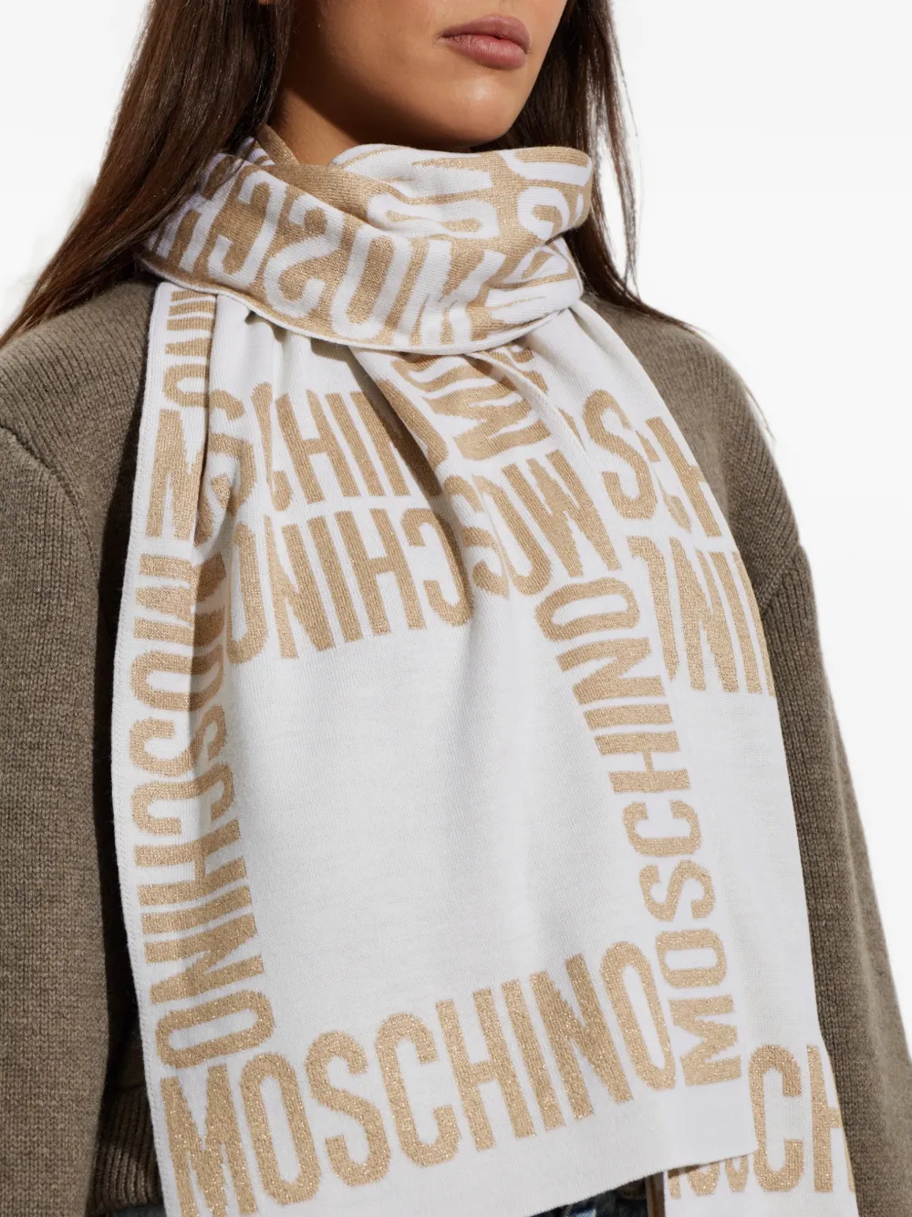 Moschino Sjaal met lurex draad Beige