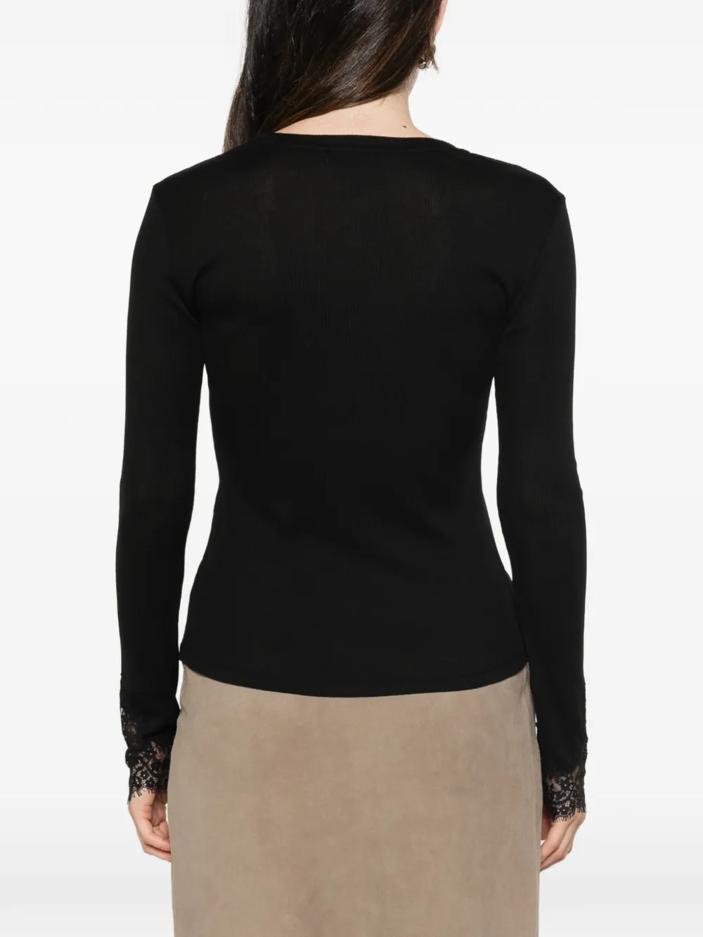 Dorothee Schumacher T-shirt met kanten afwerking en lange mouwen Zwart