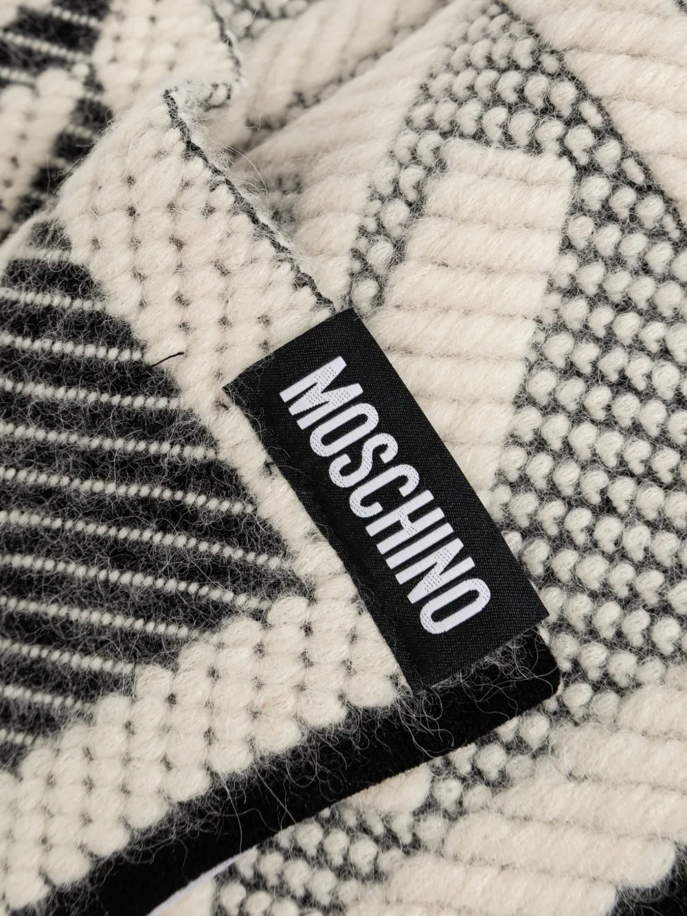 Moschino Sjaal met geometrisch patroon en logopatch Beige