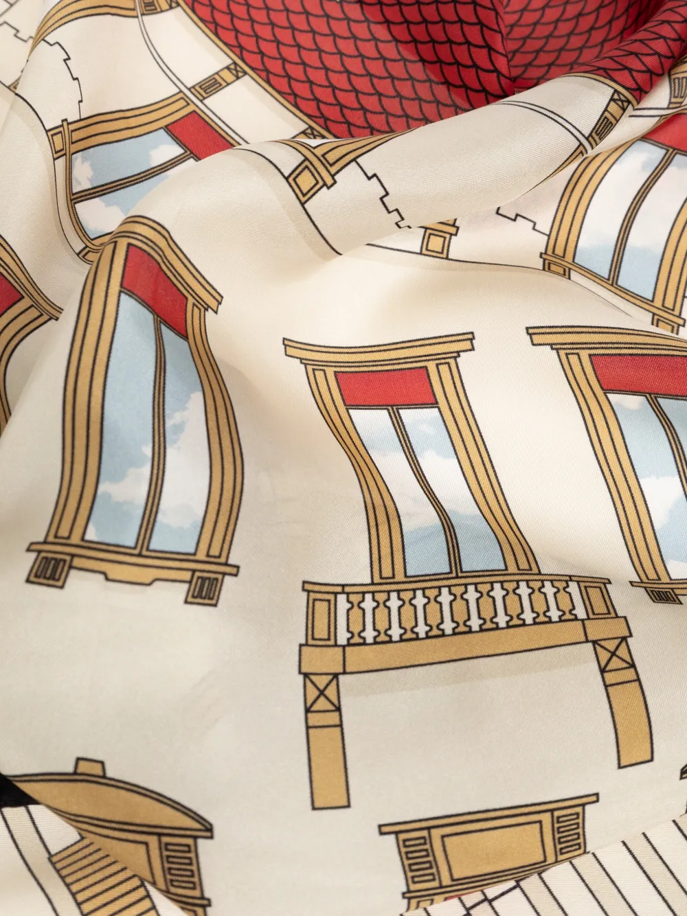 Moschino Zijden sjaal met print Beige