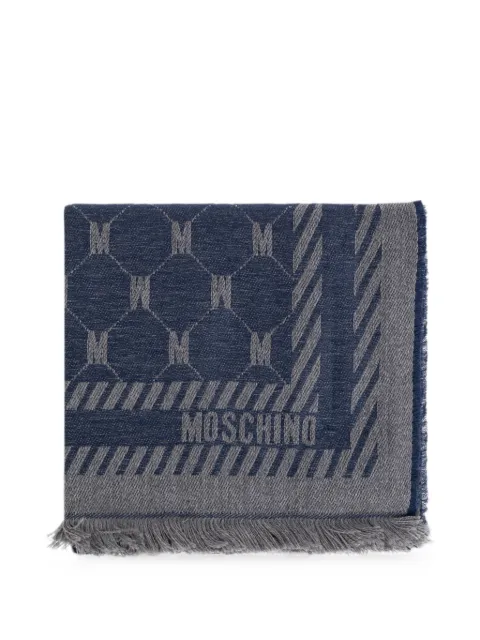 Moschino monogram-print frayed scarf