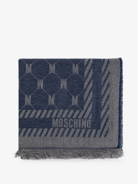 Moschino monogram-print frayed scarf