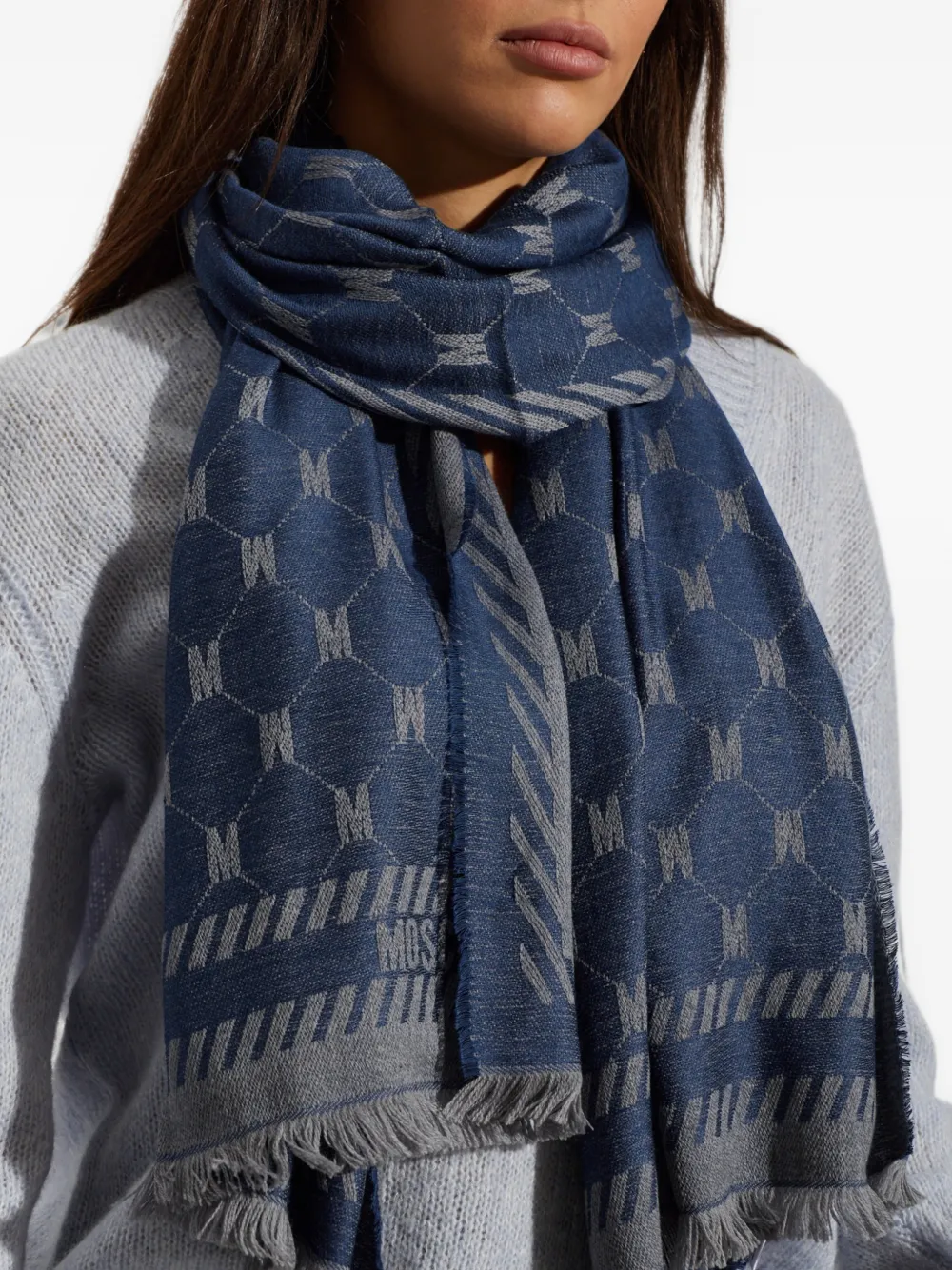 Moschino Sjaal met monogramprint Blauw