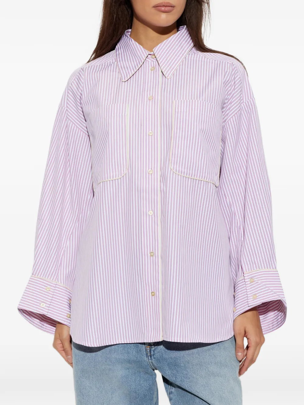 MUNTHE Voyage gestreepte blouse Wit