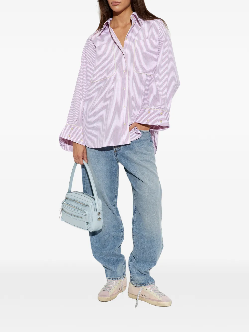 MUNTHE Voyage gestreepte blouse Wit