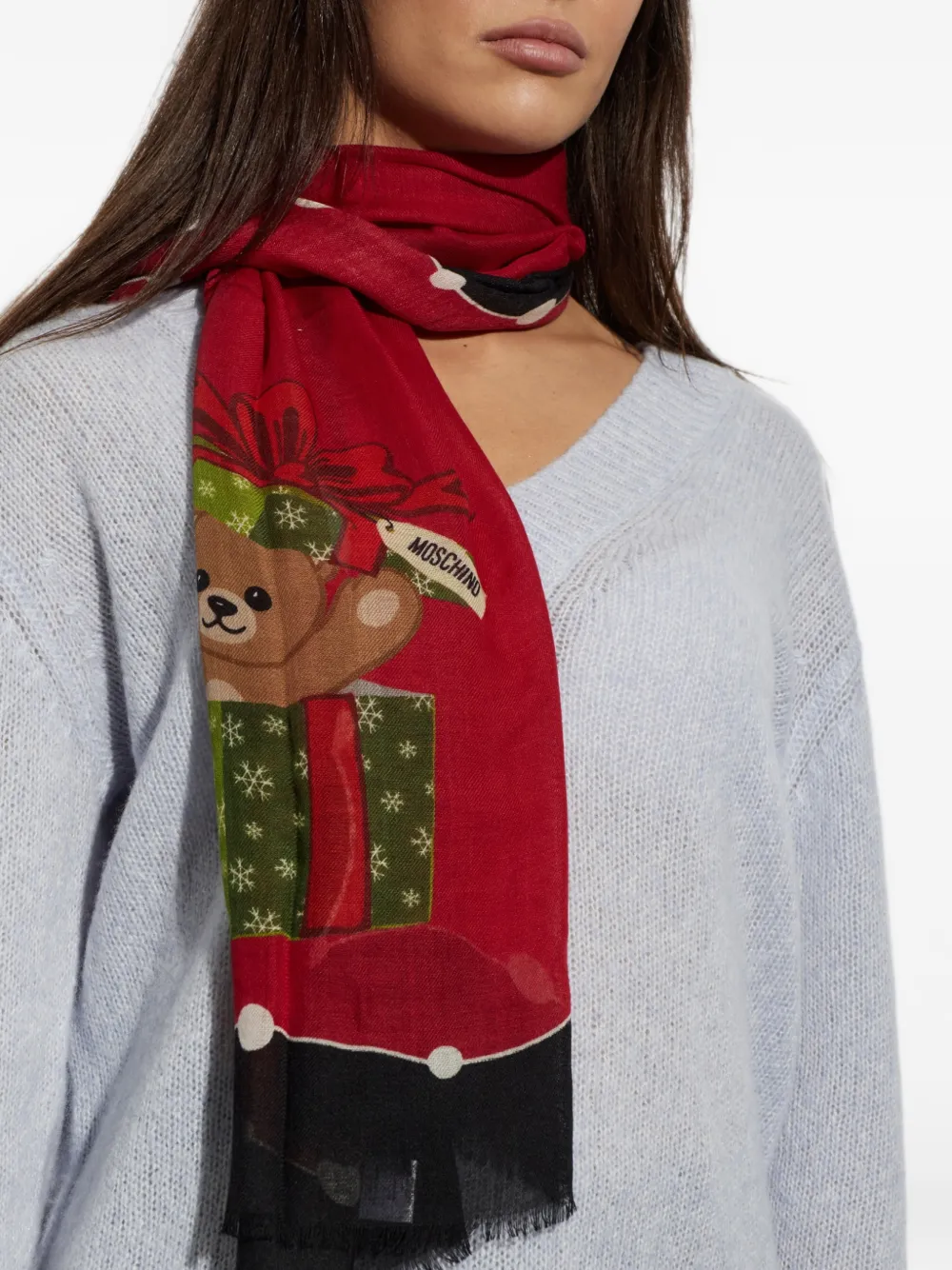 Moschino Teddy Bear sjaal met logo Rood