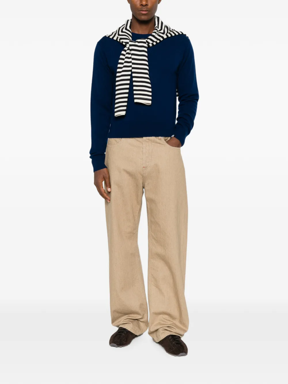 extreme cashmere March trui met hoge hals en lange mouwen Blauw