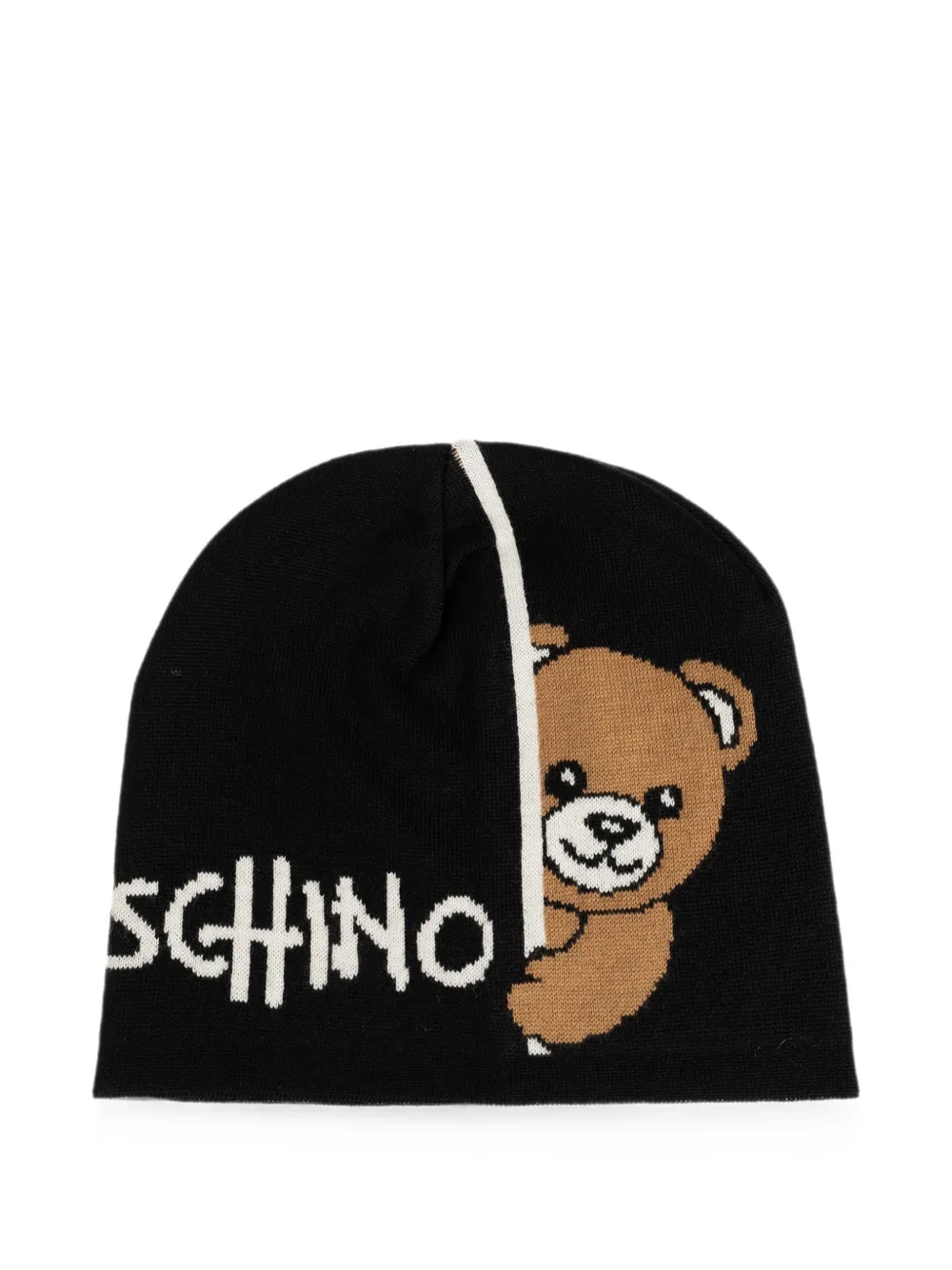 Moschino 테디 베어 로고 비니 모자 | 블랙 | Image 1