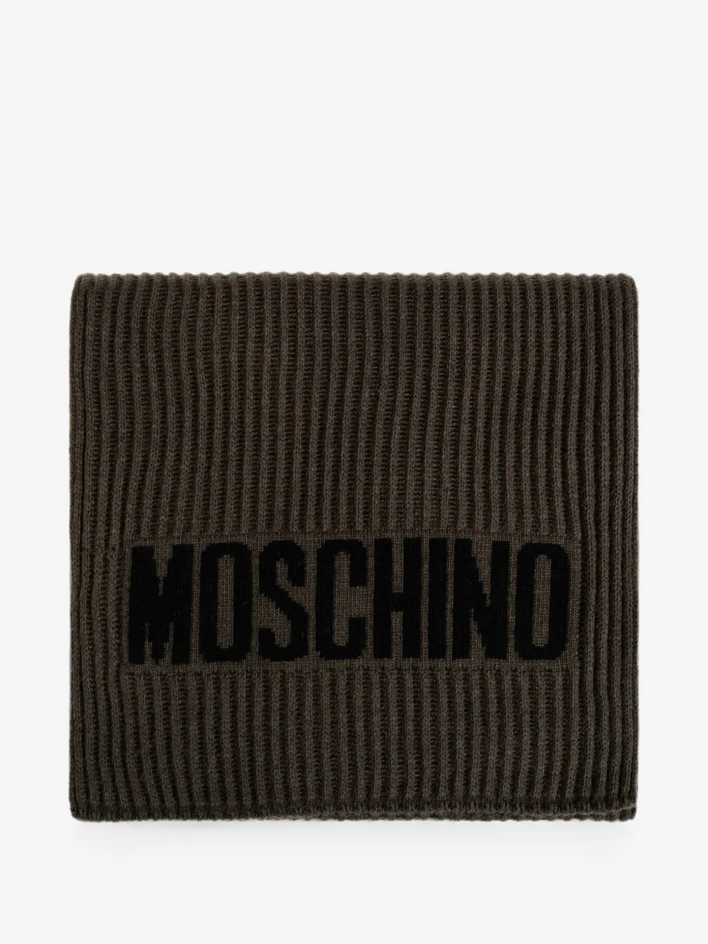 logo-intarsia ribbed-knit scarf