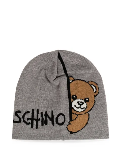 Moschino Teddy Bear logo-intarsia beanie hat