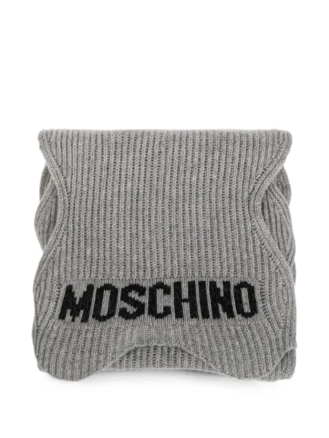 Moschino logo-intarsia ribbed scarf